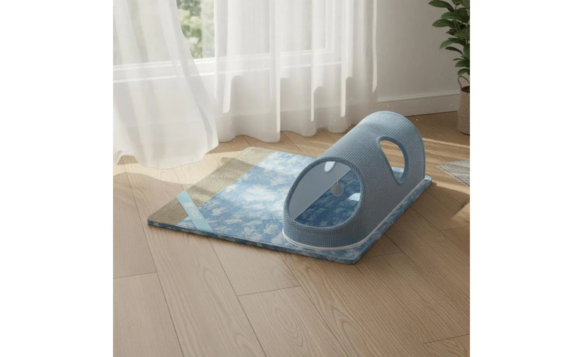 Feline Scratcher Tunnel Dangling Toy Included Feline Tunnel Bed Pet Supplies for Indoor