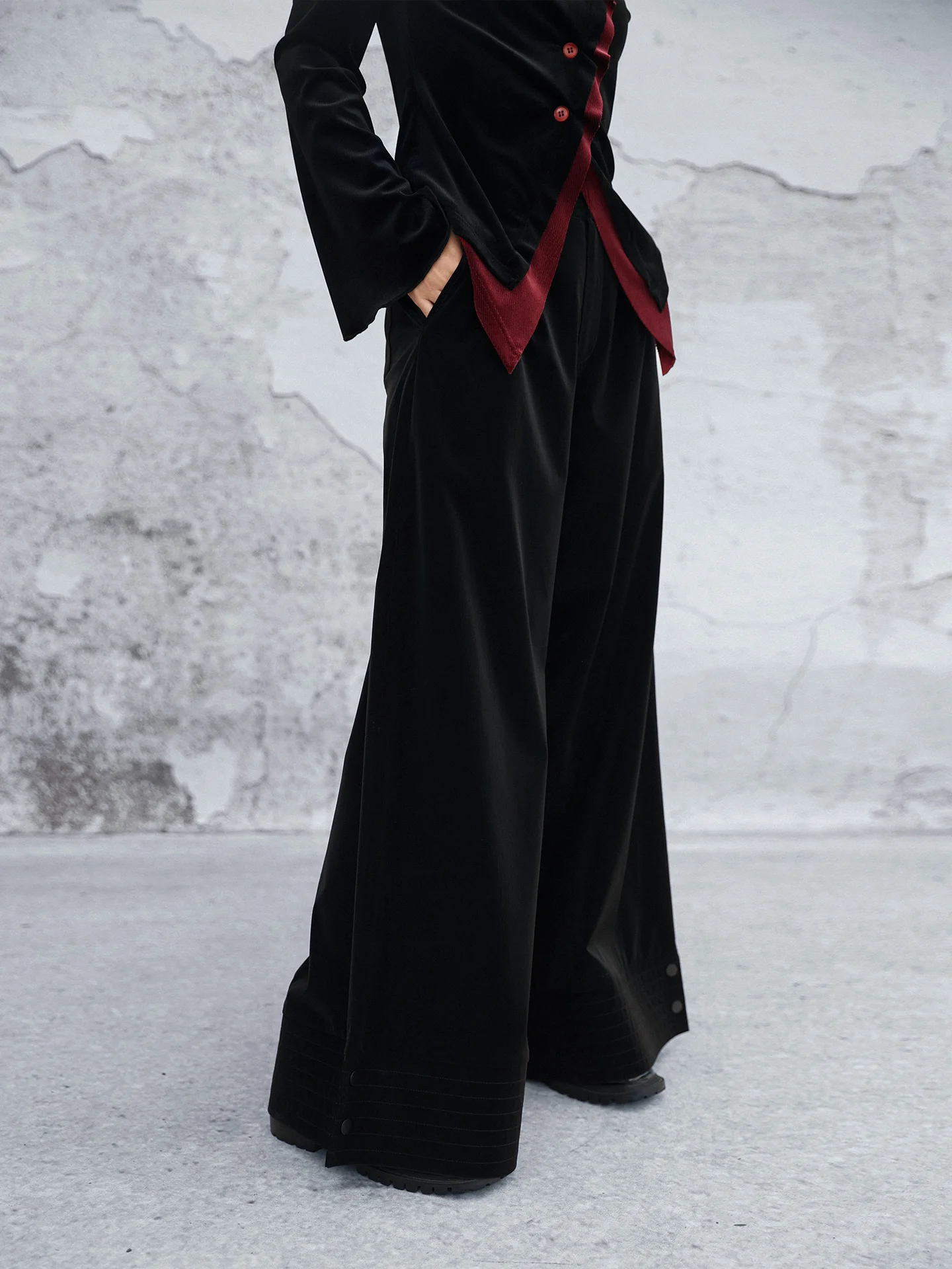 

Loose Wide Leg PU Leather Pants High Waist Women's Spring New Sle Lazy Feelings Trousers Original Design Straight Leg Zipper