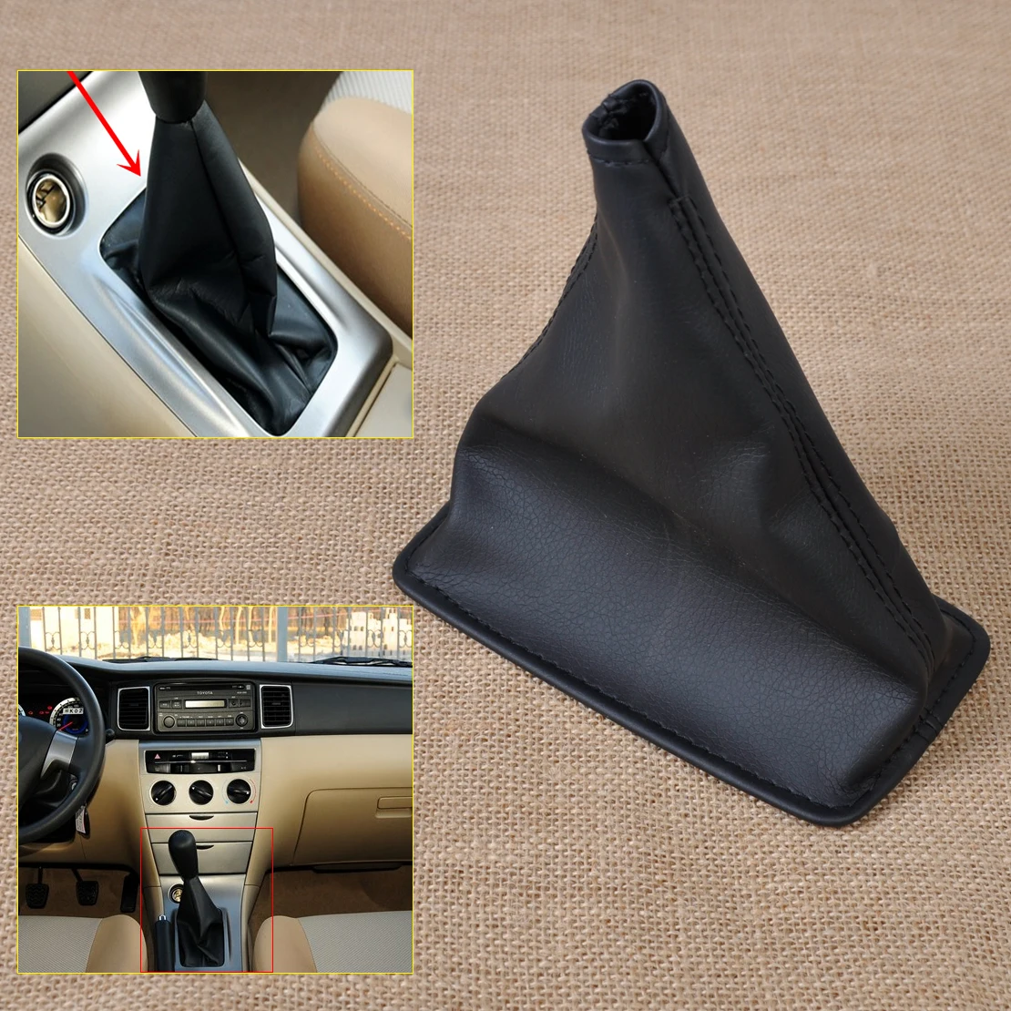 beler New Gear Stick Shift PU Leather Cover Boot Gaiter Fit for Toyota Corolla 2001 2002 2003 2004 2005 2006 2007 2008 2009-2013