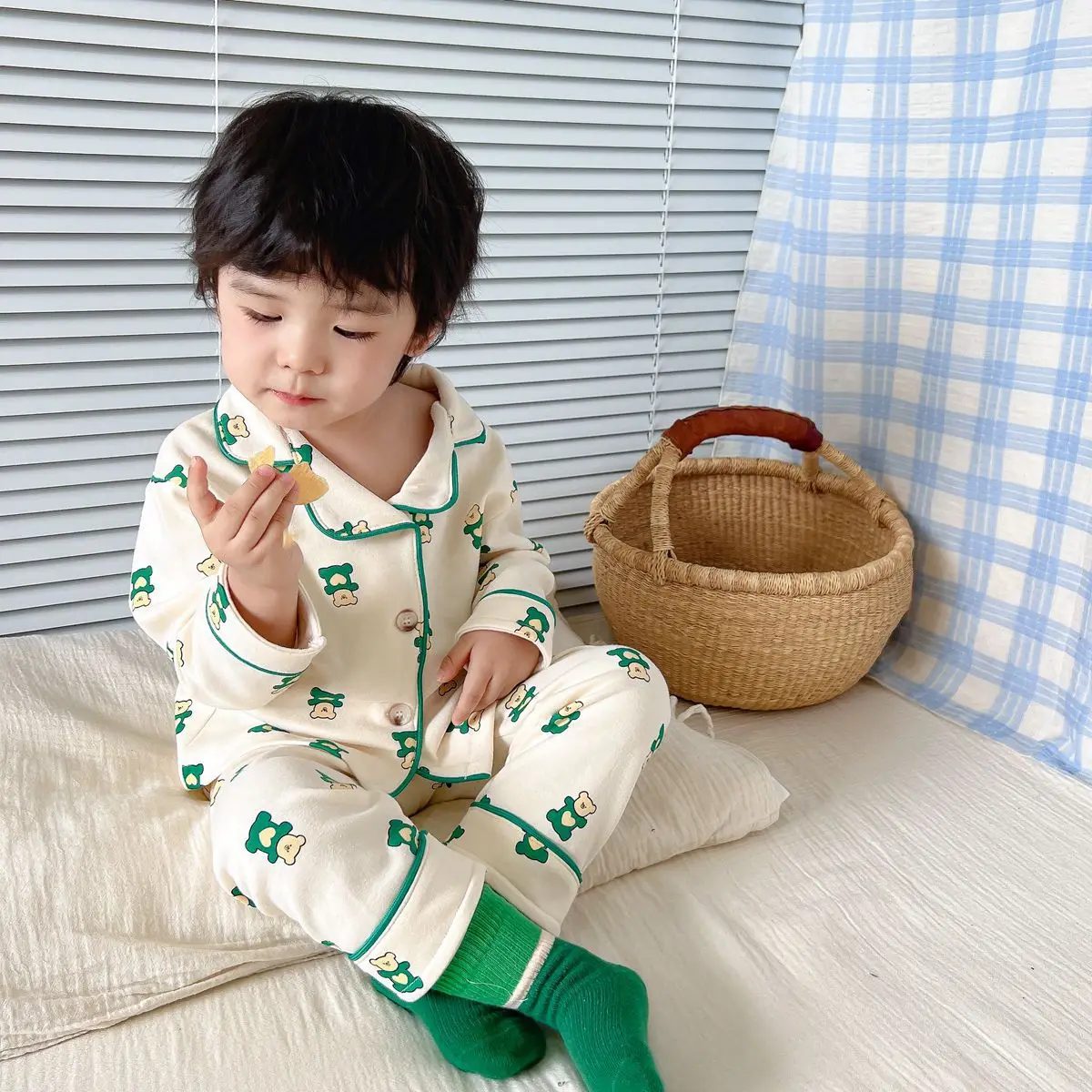 Autumn Winter Baby Cotton Homewear Suit Boy Girl Children Cartoon Print Tops + Pants Pajamas 2pcs Baby Kids Loose Pyjamas Set