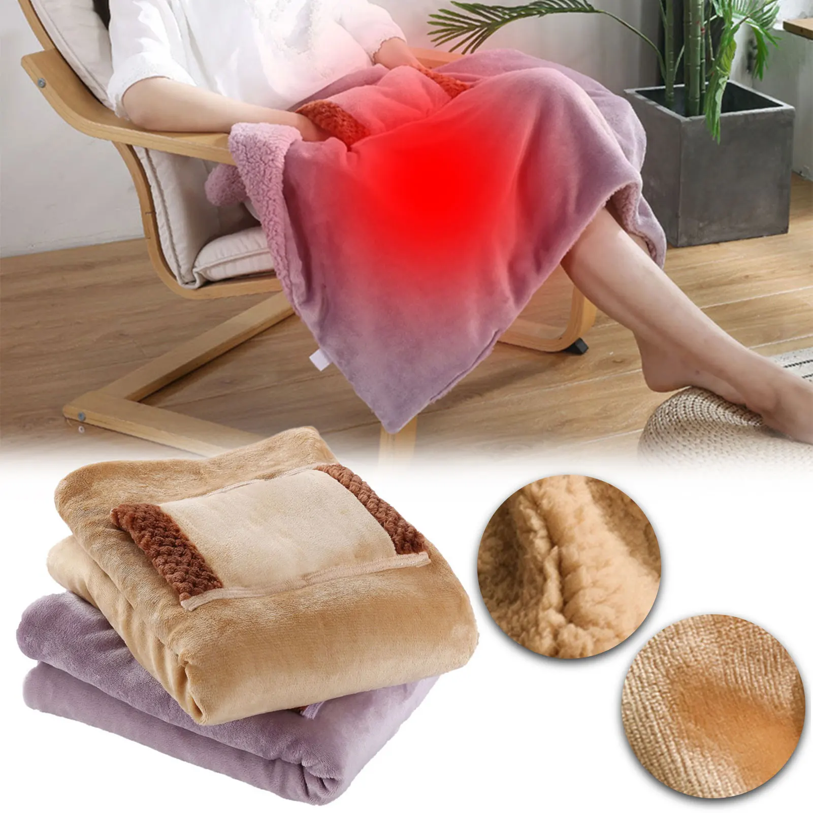 

Heated Blanket Portable Electric Usb Heated Throw Blanket Soft Comfortable Safe Flannel Winter Laps Blanket For Office/Desk