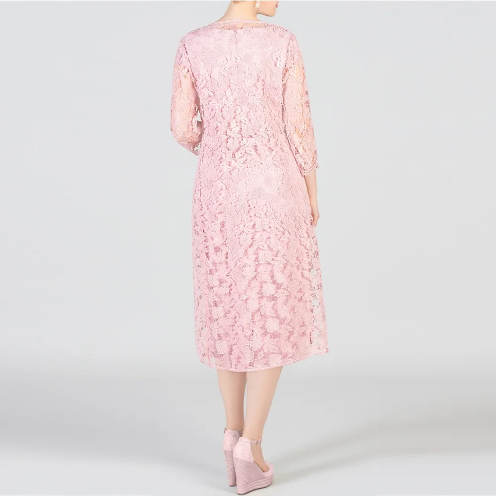 فساتين أم العروس مكونة من قطعتين 2025 غمد برقبة دائرية فساتين ضيوف الزفاف مع فيونكة مزينة بفساتين للنساء لحفلات الزفاف