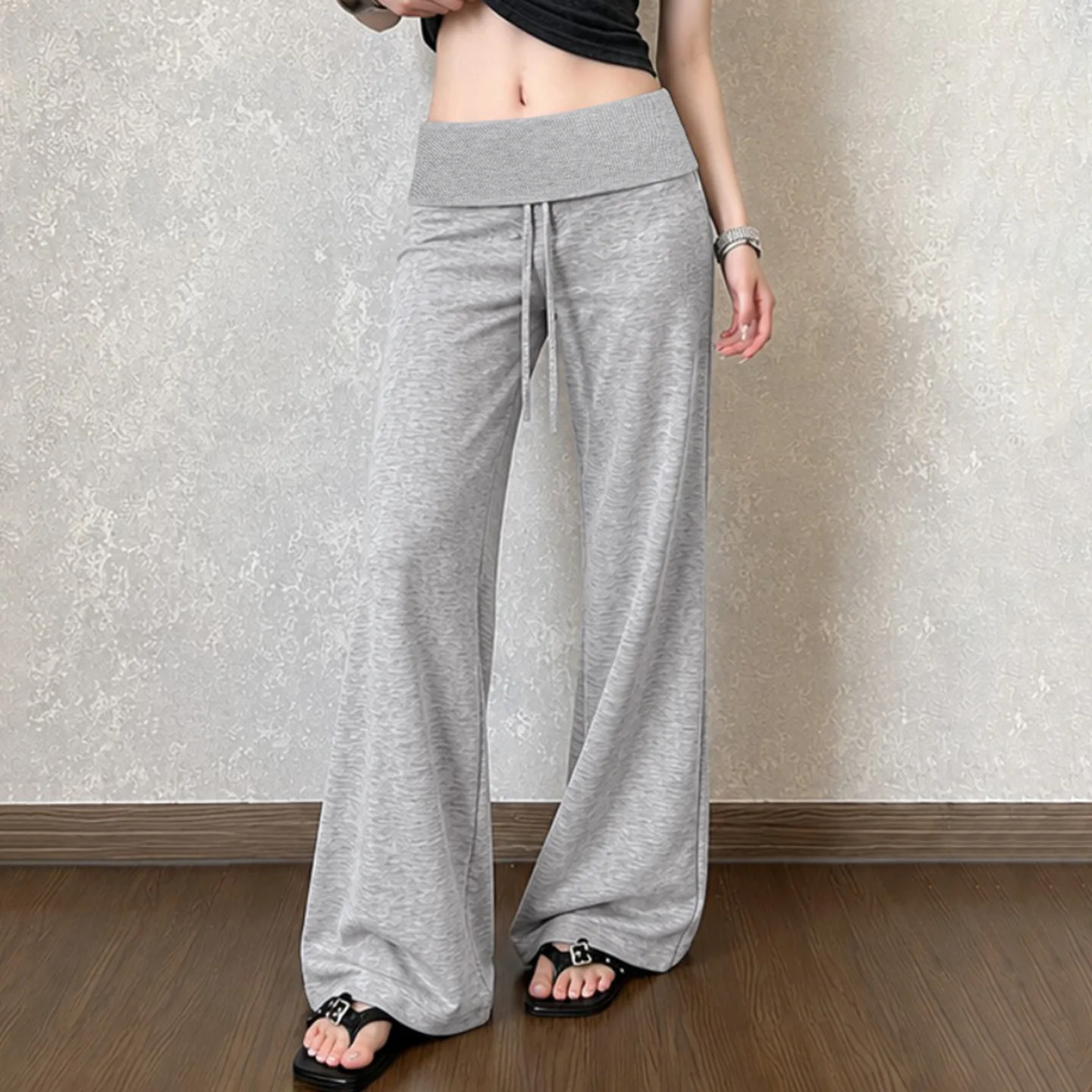 Spring Autumn Casual Loose Women's Sport Pants Sweatpants Straight Leg Pants Elastic Waistband Color Micro Stretch Warmth Design