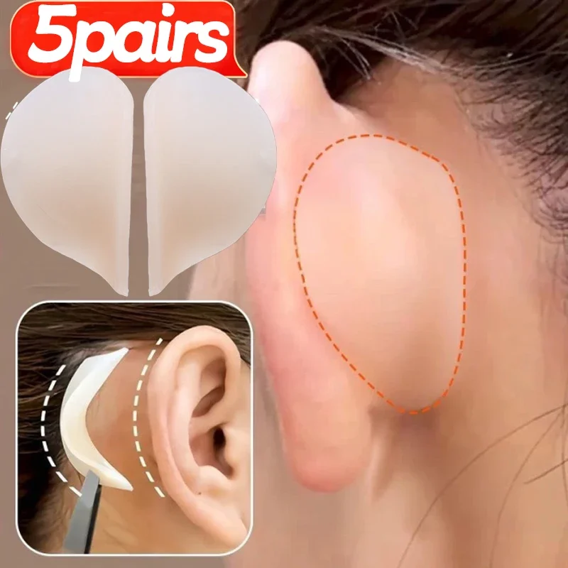 Correcteur d'oreille elfe en Silicone, 5 paires, autocollants auto-adhésifs réutilisables, quille 4D, visage en V, patchs de Support d'oreilles invisibles, cosmétiques