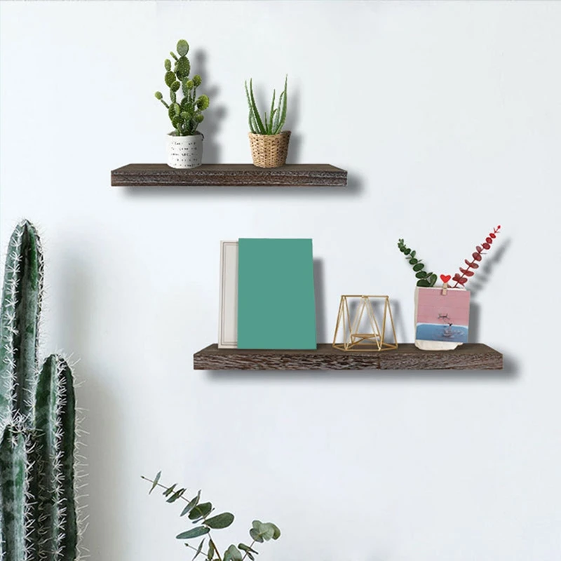 

3 Pcs/Set Wood Floating Shelves Wall Hanging Shelf With Invisible Brackets Wall Shelf For Storage And Display