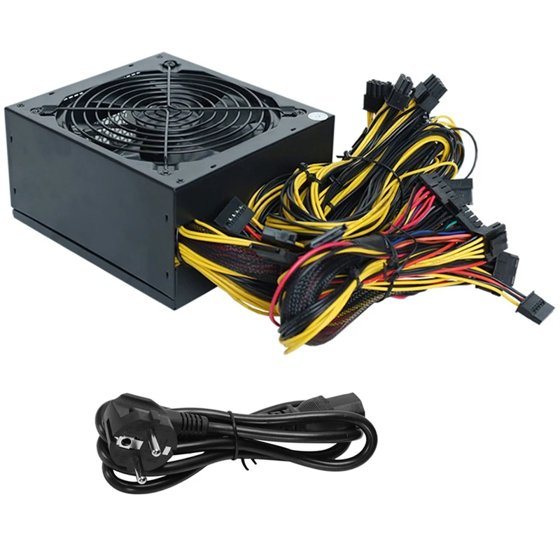 

Top Deals EU Plug 2000W Mining Power Supply Support 8 GPUS GPU Mining Rig, For ETH Bitcoin Ethereum Miner With Power Cable