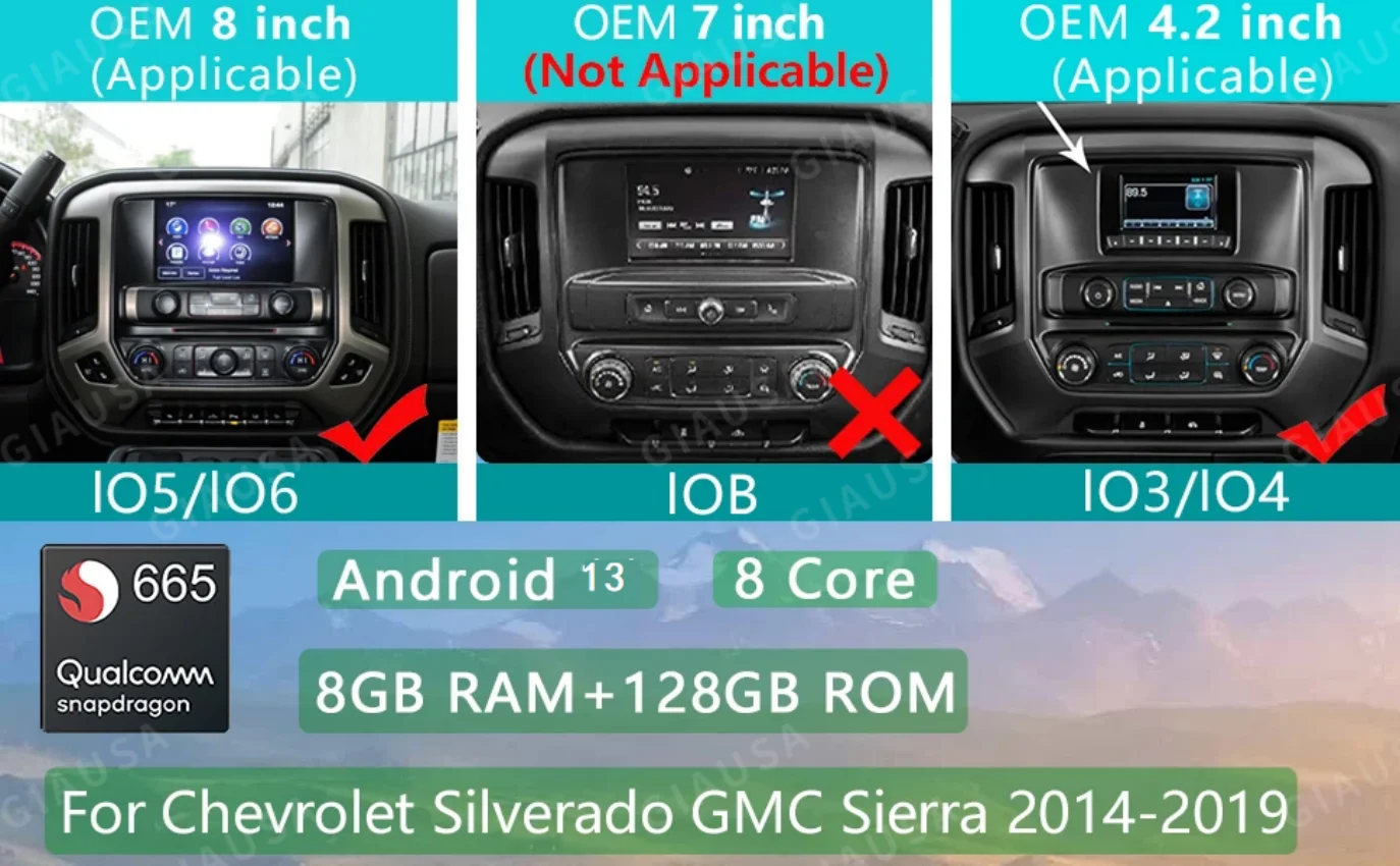 

14,5 "Android 13 для Chevrolet Silverado GMC 2013-2019 автомобильный радиоприемник мультимедийный видеоплеер GPS-навигация Carplay