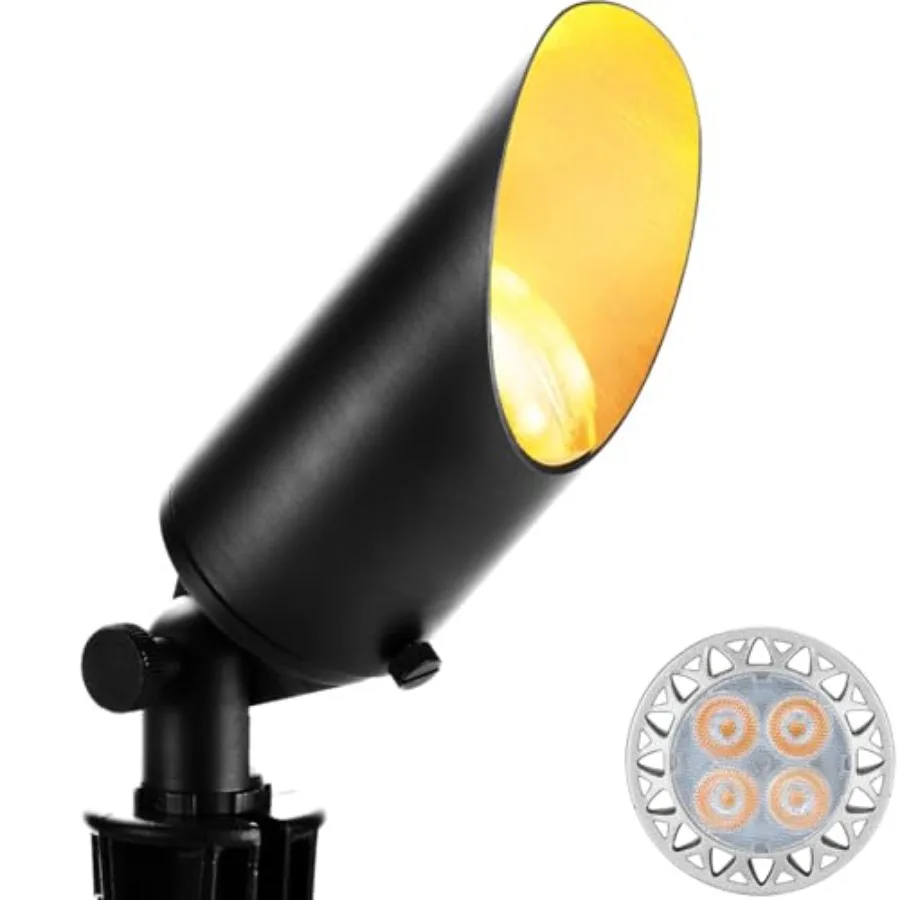 

Ландшафтные прожекторы для улицы 12В, низковольтный светильник для ландшафтного освещения с LED-лампой MR16 5Вт, 2700K, теплый белый свет, водонепроницаемый, черный