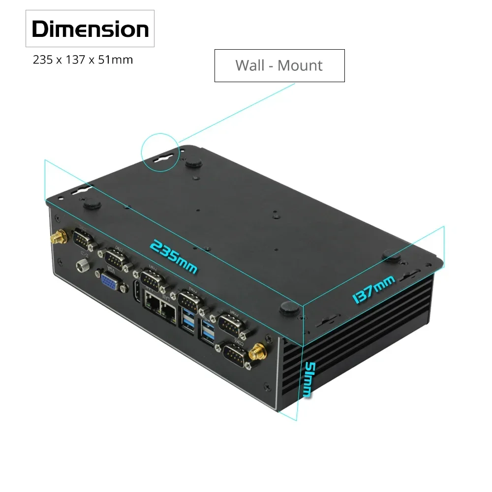 Mini PC industriale Fanless Dual LAN 6 * COM 4G LTE Core i5 4200U i7 4500U J1900 HD WiFi 6 * RS232 RS485 Windows 11 Computer Linux