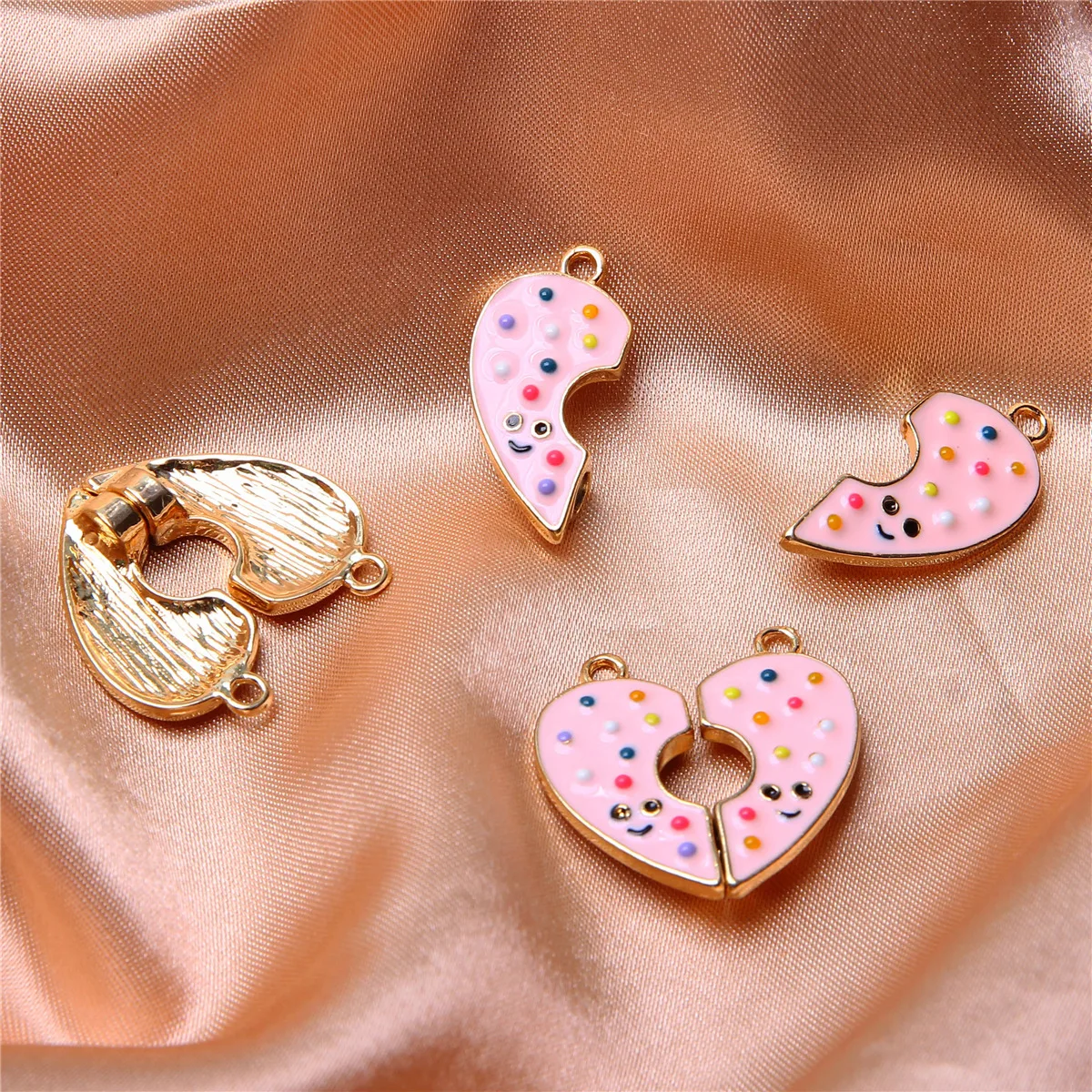 10pcs/5sets Alloy dripping oil good friend magnet love donut strawberry watermelon necklace accessories splicing wholesale