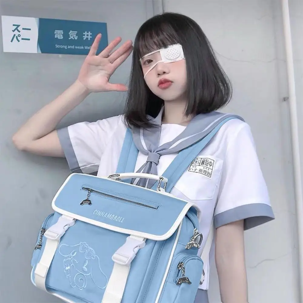 Kawaii Cinnamoroll Messenger Bag Sanrioed Anime Figure Portable Uniform Casual Canvas Sports Travel Wild Student Girlfriend Gift