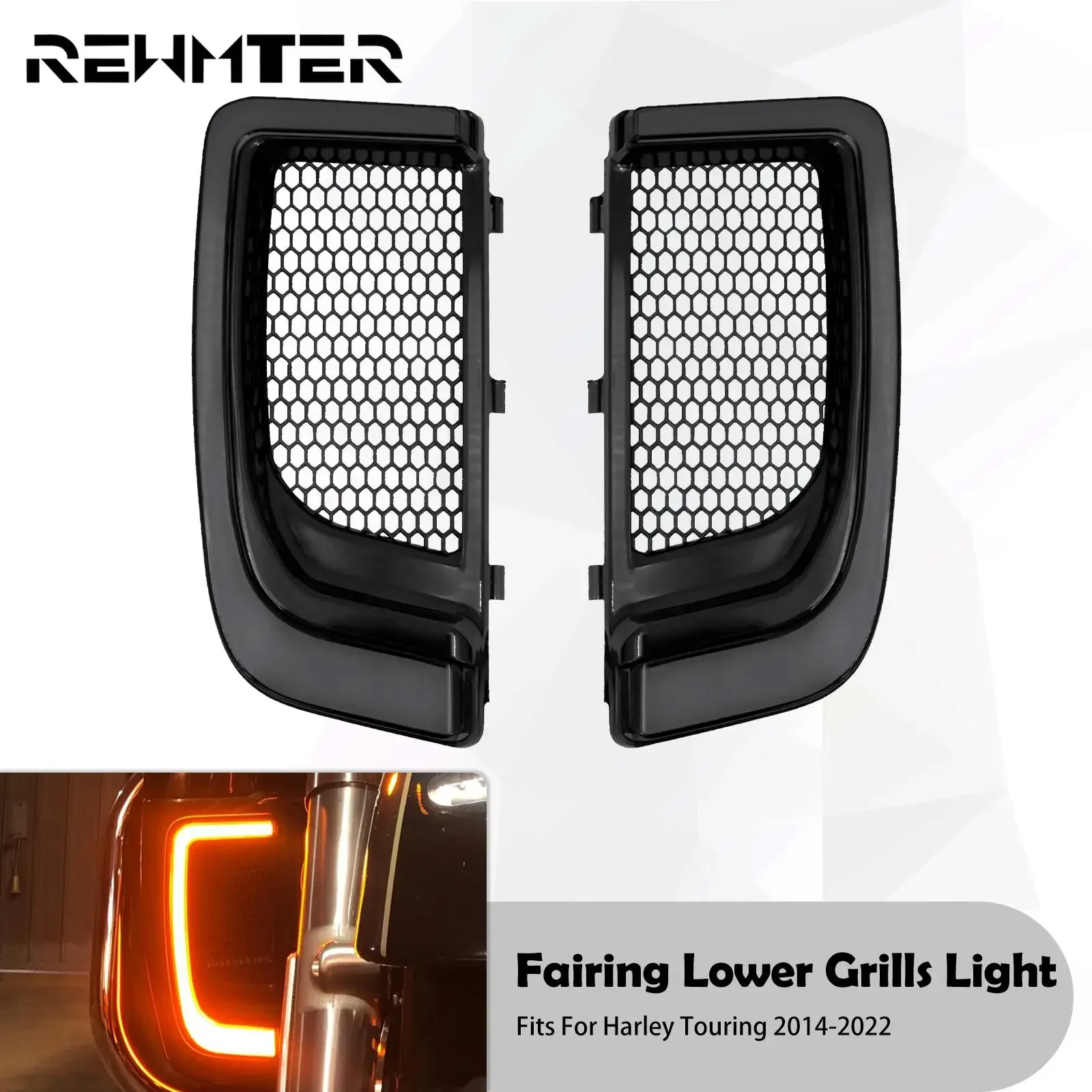 

Motorcycle LED Fairing Lower Grills Light Turn Signal Running Lamp For Harley Touring Electra Road Glide Ultra Limited 2014-2023