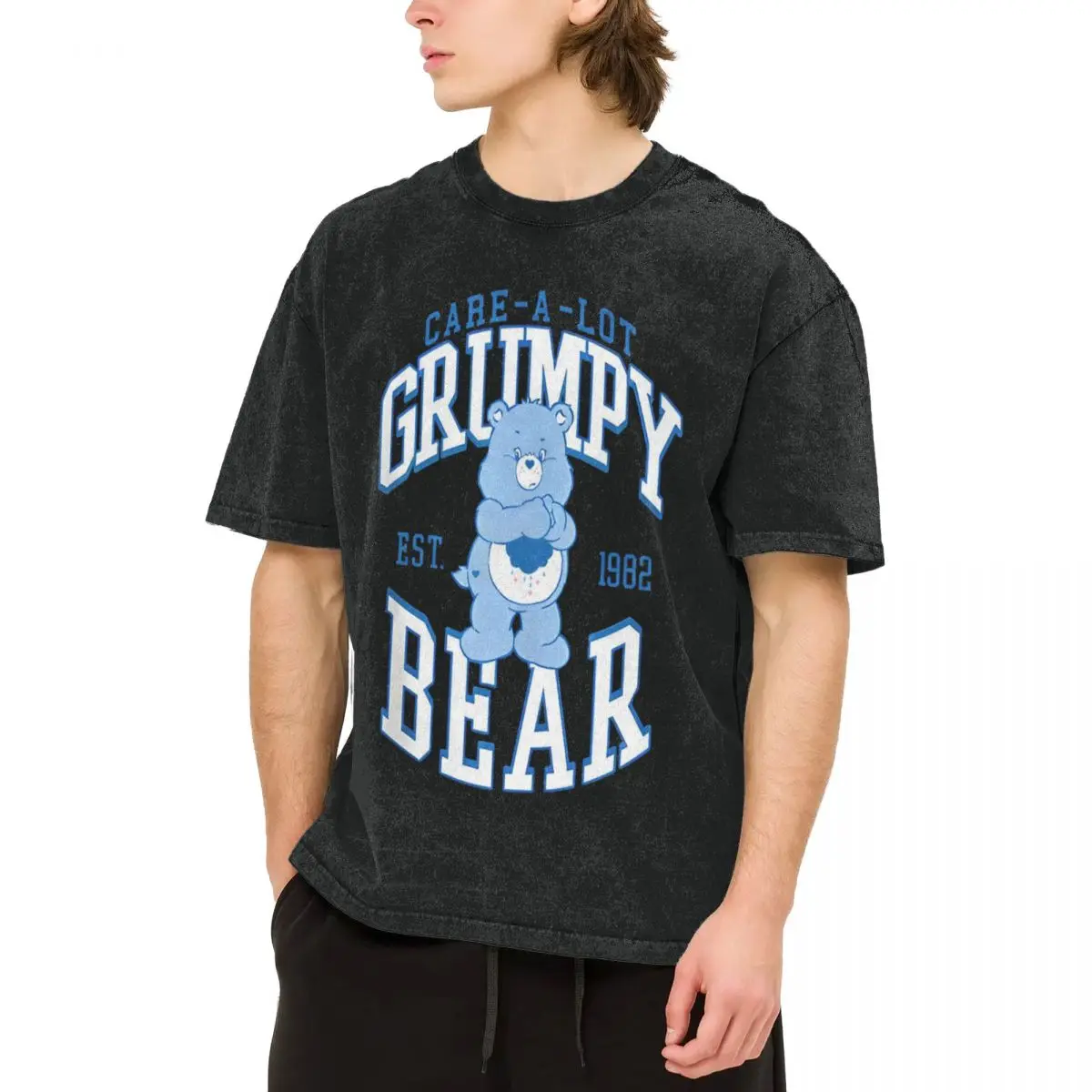 Men's Care Bears Grumpy Bear T-Shirts Clothing Summer Funny Short Sleeves T-Shirt Crew Neck Hip Hop Casual Tshirt Hot Sale