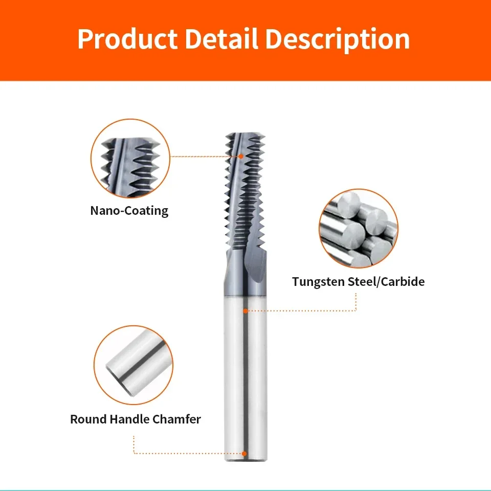 Carbide Thread Milling Cutter Single Tooth Three Teeth Full Thread Cnc Machining Center Alloy Coating Milling Cutter