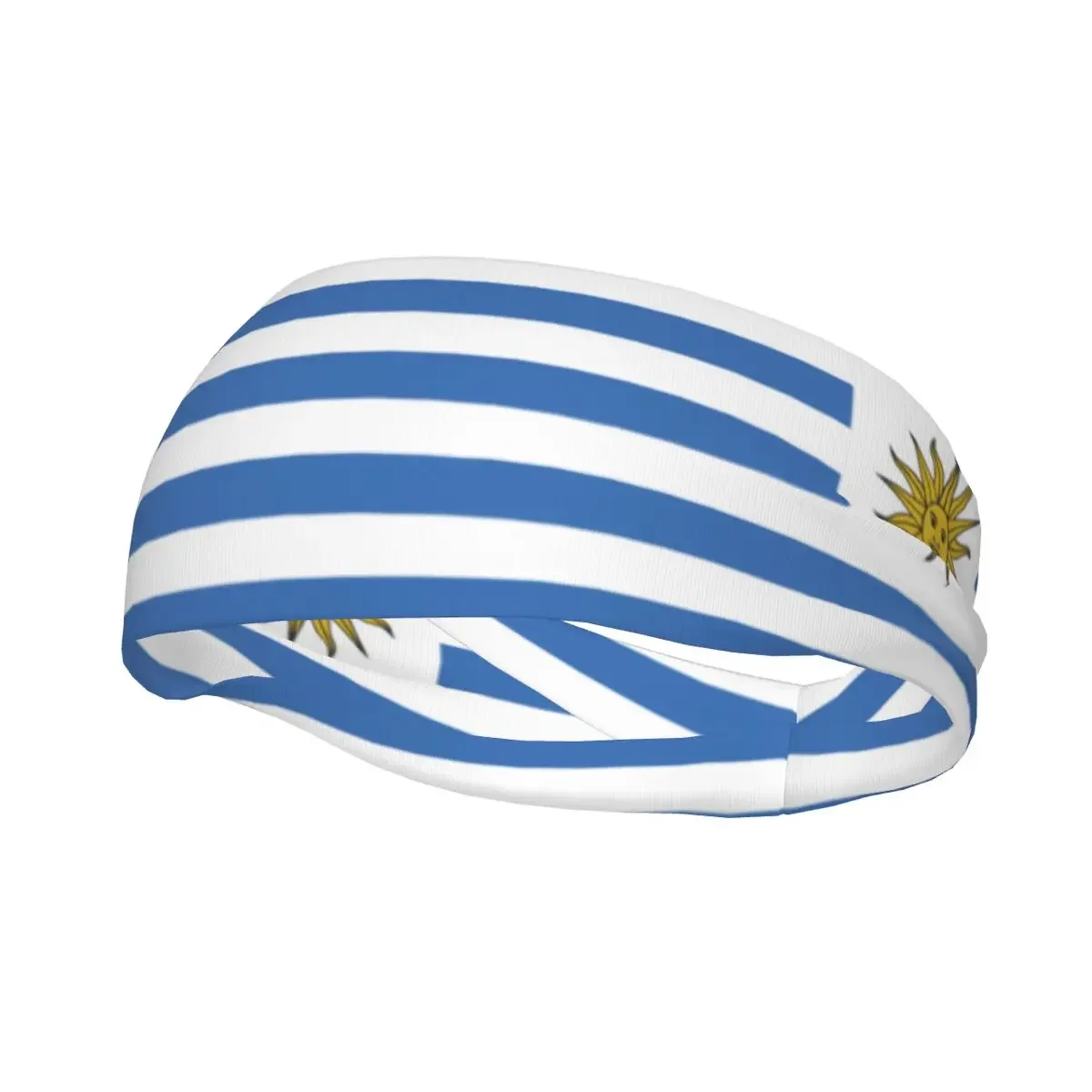 Custom Uruguay Flag Sport Headbands for Women Men Stretchy Moisture Wicking Gym Sweatband