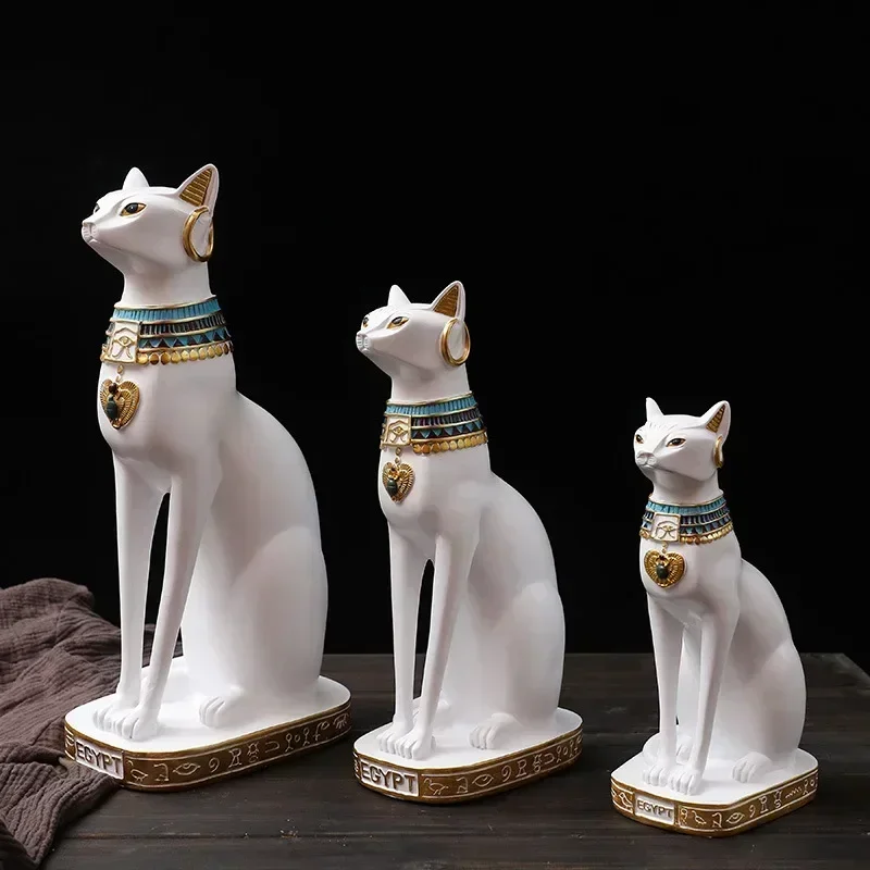 vintage sculpture Egyptian Cat Statue Goddess Bastet statuette Cat God Figurine Living Room Office desk Decoration Home Decor