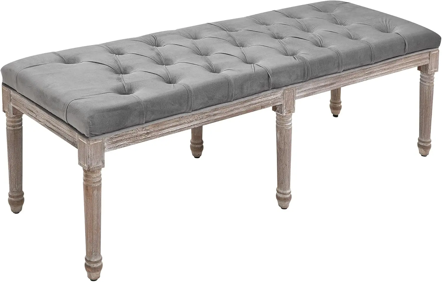 

Bedroom End of Bed Bench,56" Upholstered Entryway Bench with Button Tufted,Thick Padding and Wood Legs,for Living Room,Gray