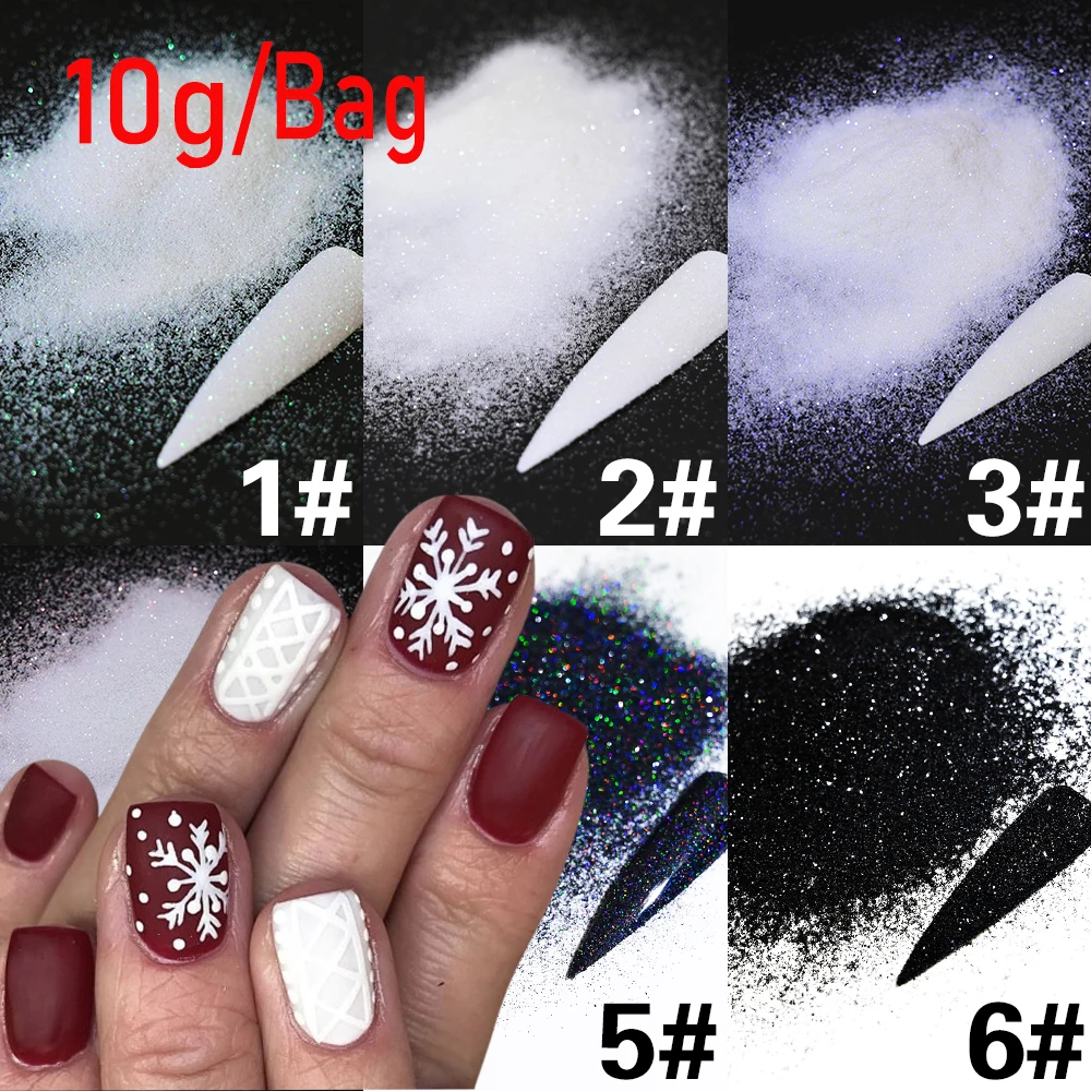 6 farben Winter Candy Mantel Effekt Pulver Nagel Glitter Grün/Lila/Rot licht Weiß Holographische Zucker Nagel pigment Nagel Dekoration