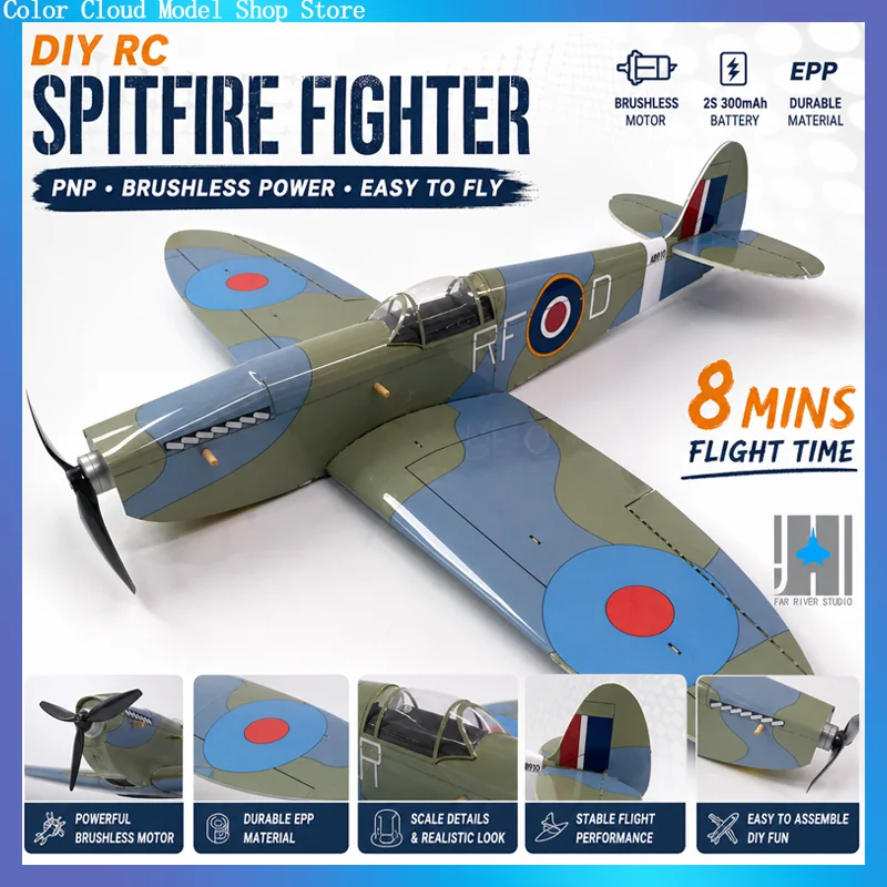 Mini Spitfire Rc Airplane Diy Assemble Fixed‑Wing Scale Simulation Aircraft Desktop Display Ornament Remote Control Plane Model