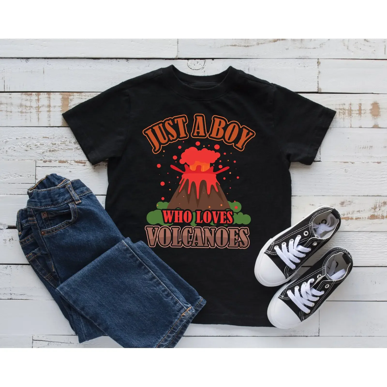 Boy Who Loves Volcanoes T Shirt Volcano Kids SweaT Long Sleeve Apparel  vintage Washed Stylish Casual Soft Comfortable homme