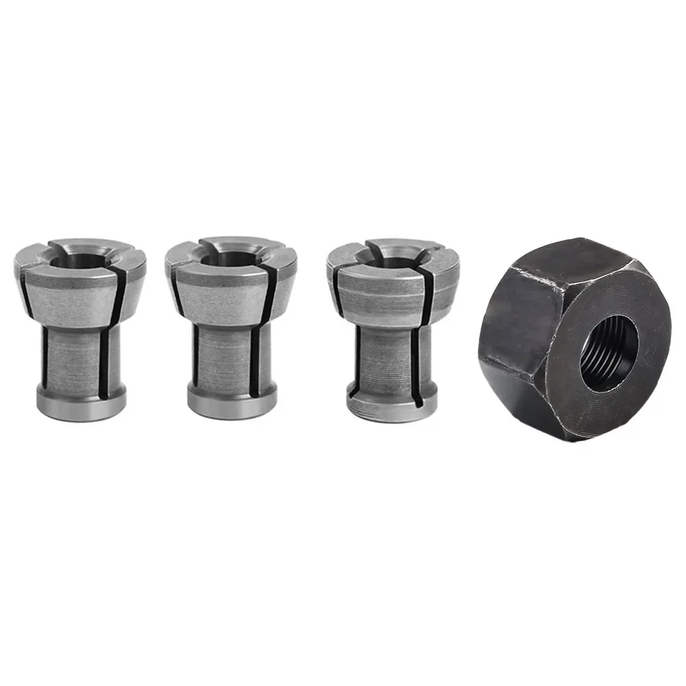 3pcs Carbon Steel M17 6/6.35/8mm Collet Chuck Adapter With Nut Engraving Trimming Machine Router M17*1mm Tools