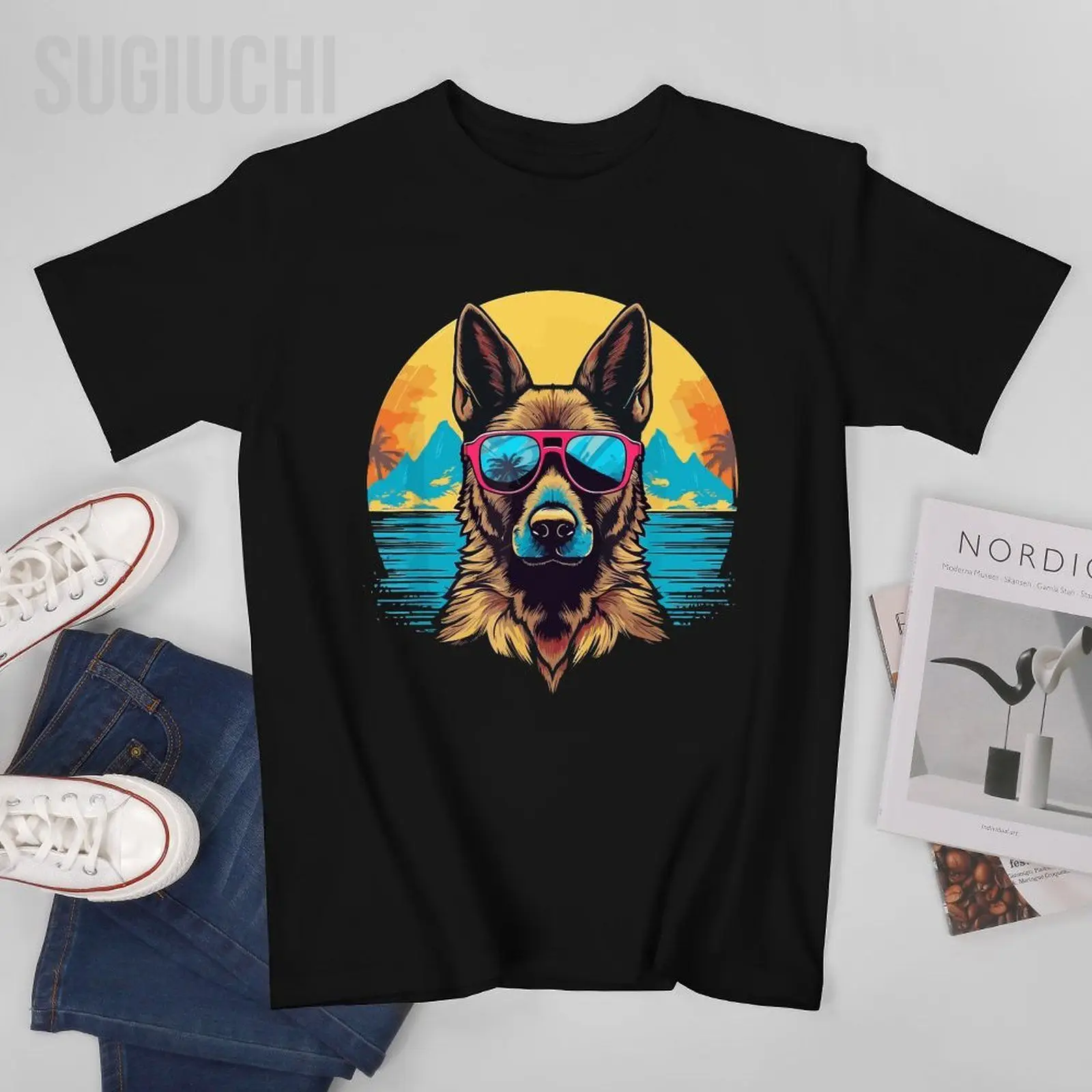 Men Dog German Shepherd Dog Tshirt Tees O-neck T Shirts Women Boys 100% Cotton Short T-Shirt Unisex All Seasons