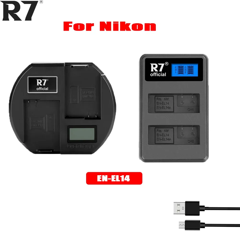 

R7 EN-EL14 EN EL14 el14 Rechargeable Battery Charger for Nikon D3200/D3100/D3400/D5200/D5100 D5200 D5300 D5500 D5600