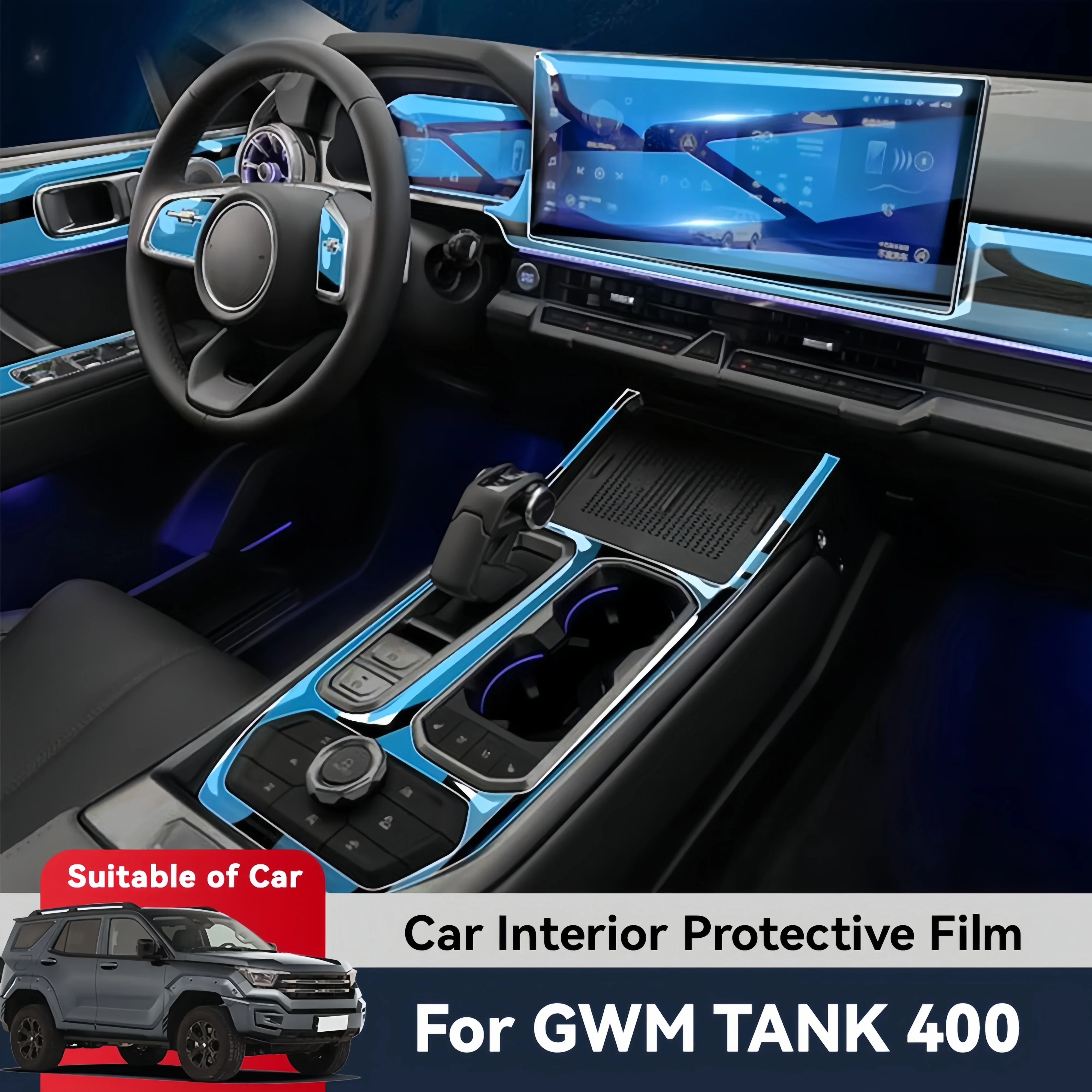 Auto Central Control Screen TPU Navigation Anti Scratch interior Protection Film GPS Navigation For GWM TANK 400 2023-2025