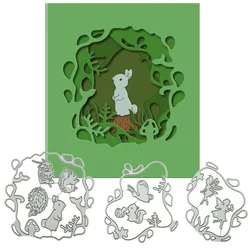 Tunnel Metal Die Cuts Set Forest Small Animal Rabbit Fairy Pattern For DIY Postcard Clipart Greeting Card Decorating Cutter