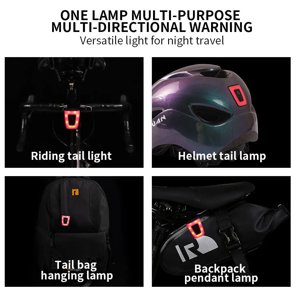 USB قابلة للشحن السلامة تحذير دراجة الضوء الخلفي LED غير نافذ للمطر دراجة ضوء دراجة الذيل ضوء ليلة ركوب تحذير الضوء