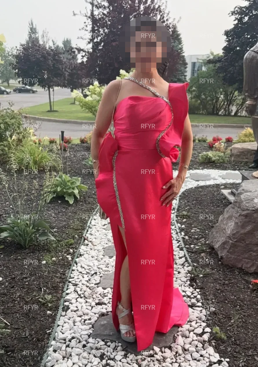 RFYR الفوشيه وصمة عار حورية البحر فساتين لحضور الحفلات الموسيقية الجانب سبليت فساتين الحفلات بدون حمالات كتف واحد بريق فستان الزفاف دارتي مخصص