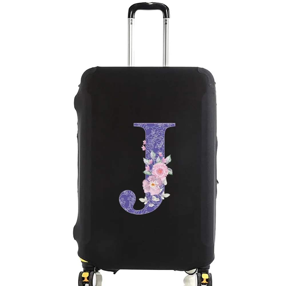 Luggage Case Suitcase Protective Cover Purple Flower Letter Name Pattern Travel Elastic Luggage Dust Cover Apply 18-28 Suitcase