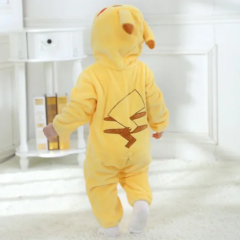 Snorlax Pikachu Cosplay Costume Kawaii Baby Romper Pajamas Newborn Baby Clothes Toddler Rompers Onesie Winter Sleepwear