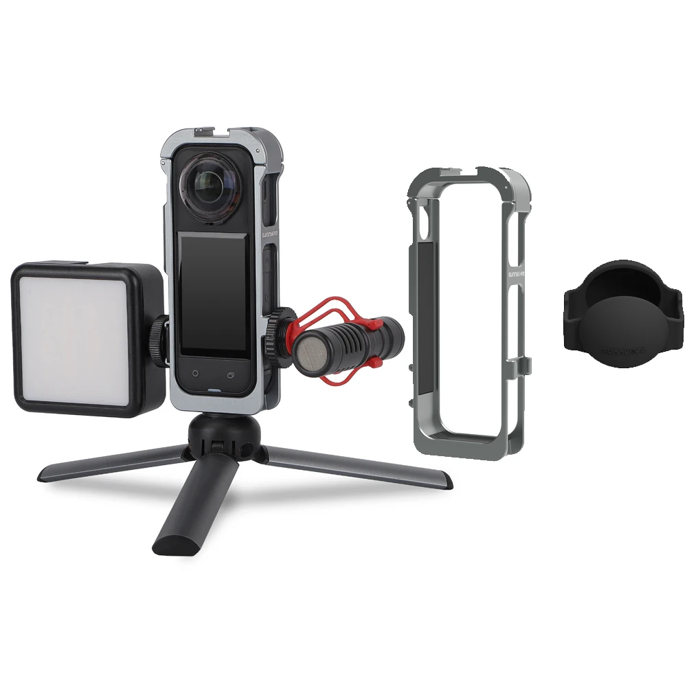 

Rabbit Cage Aluminum Protective Case for Insta360X5, Metal Frame Expansion Adapter Mount with Lens Cover Camera Accessories