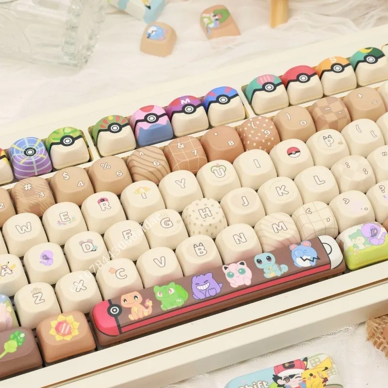 Anime Pokemon Keycaps MOA Height 131 Keys/Set Sublimation Five Sided PBT Mechanical Keyboard Customize DIY Cute Festival Gifts view 2
