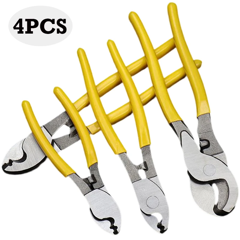 

4pcs Cable Cutting Pliers 6/8/10 Inch Electrician Shears Pliers Multifunctional Wire Cutter Cable Wire Stripper Hand Tools