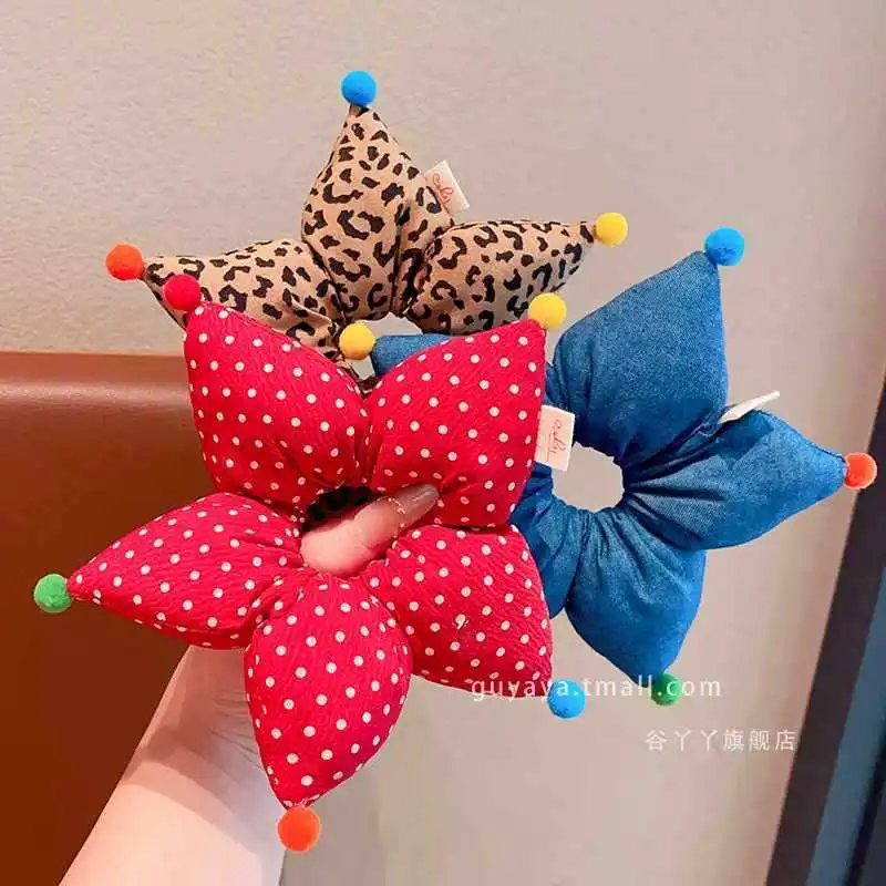 Gumka do włosów dla dzieci, urocza gumka do włosów w kropki z gwiazdkami, opaska do włosów dla dziewczynki do wiązania kucyka, opaska do włosów dla niemowląt do koków, akcesoria do włosów.