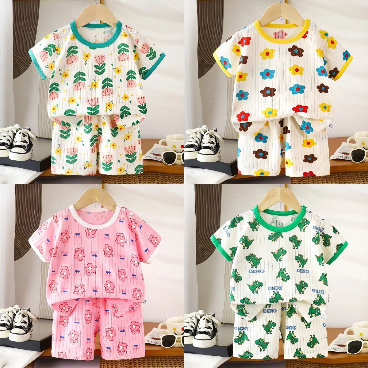 2PCS Kinder Kleidung Set Kind T-shirt Anzug Sommer Baumwolle Neue Mädchen Shorts Kleidung Baby Jungen Kurzarm Kind Kleidung
