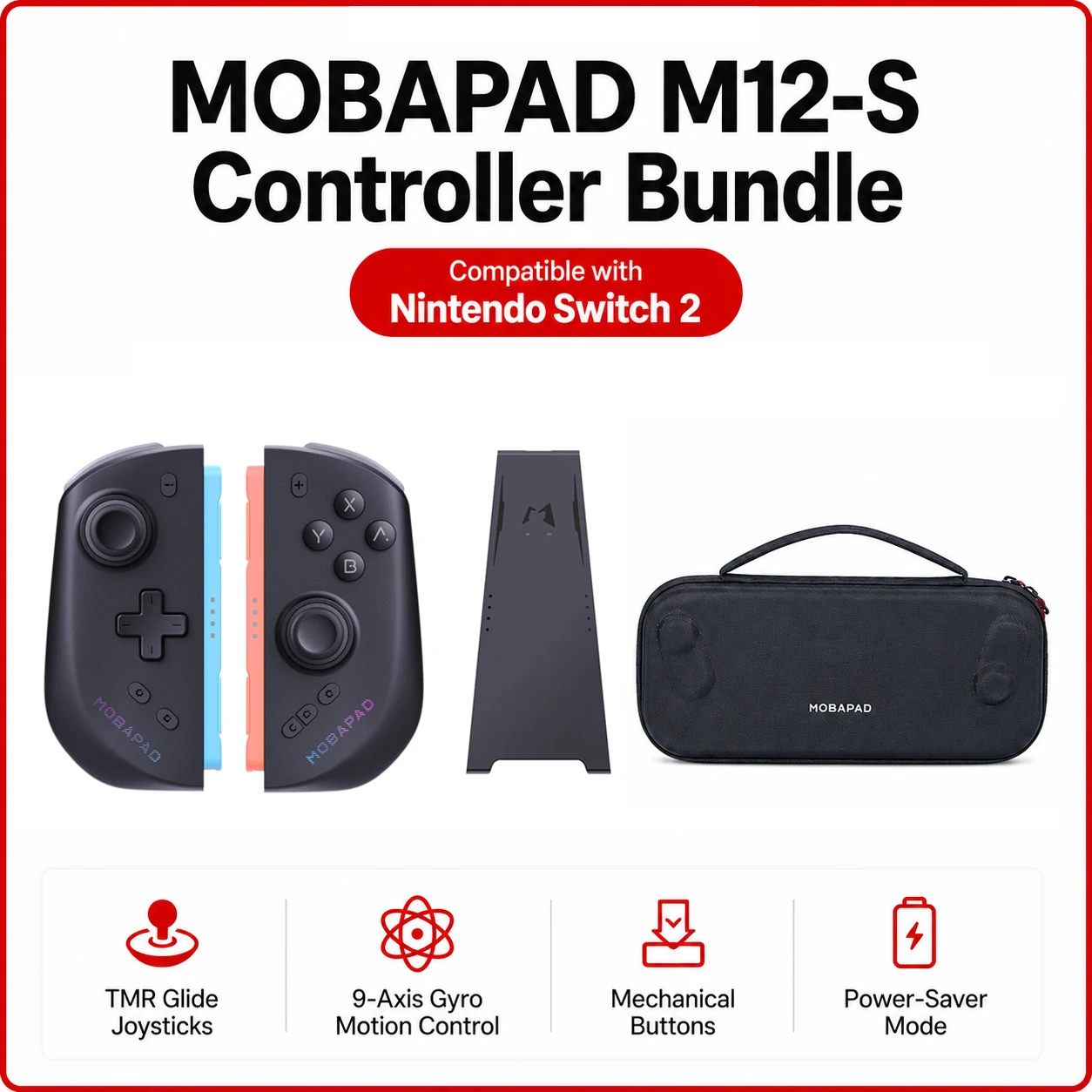 MOBAPAD M12 S/HD Gaming Controller voor Nintendo Switch 2 met TMR-sticks, mechanische knoppen Joypad voor Switch2-console