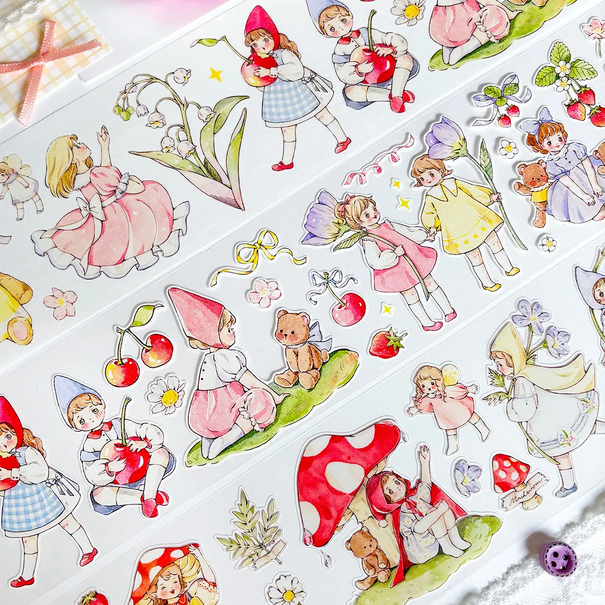 Cute DieCut Washi Tape Stickers - Little People & Angel Diary Collection for Family Travel Diary.