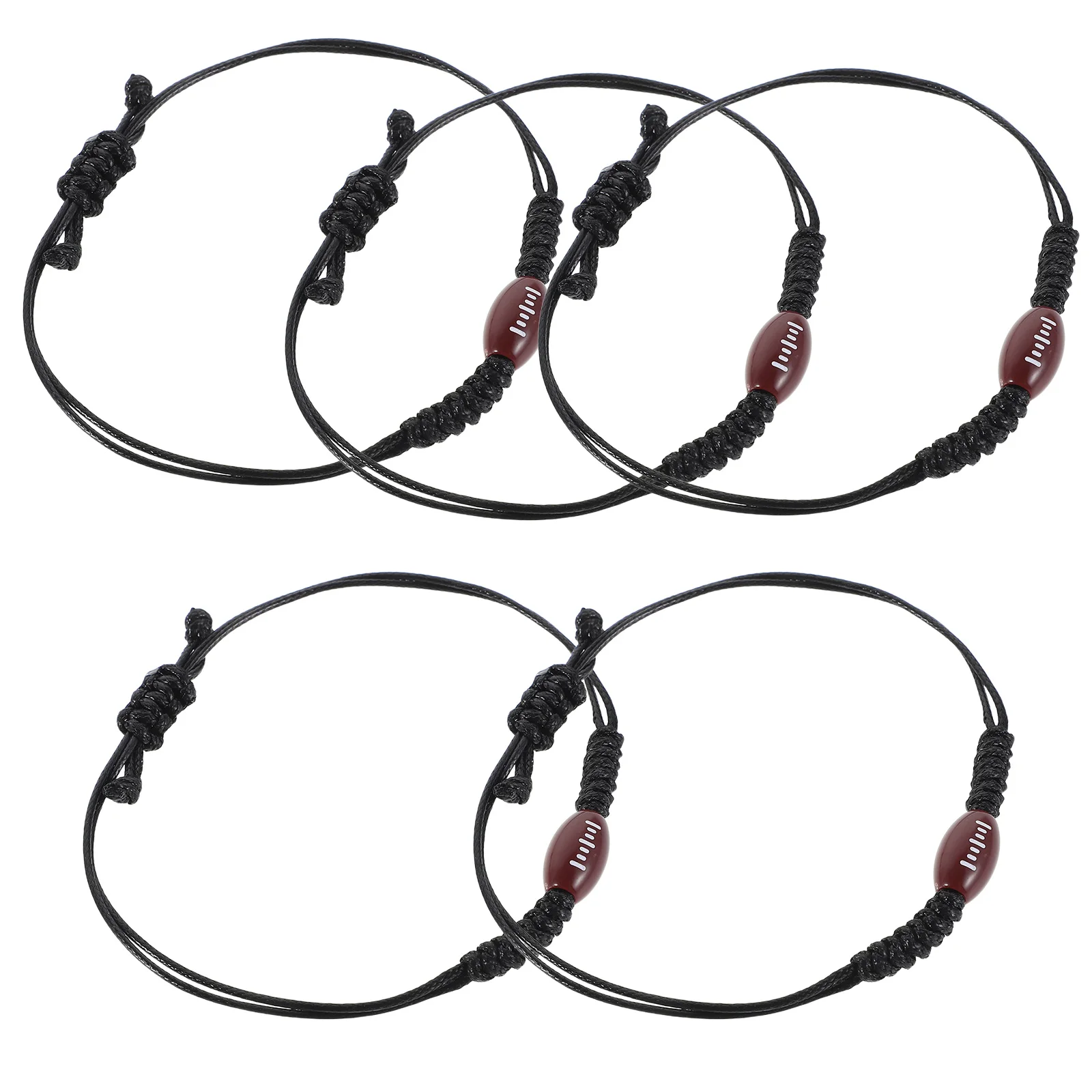 5Pcs Adjustable Polyester Rope Wristbands for Rugby Lovers Durable Material Versatile Design Daily Wear Special