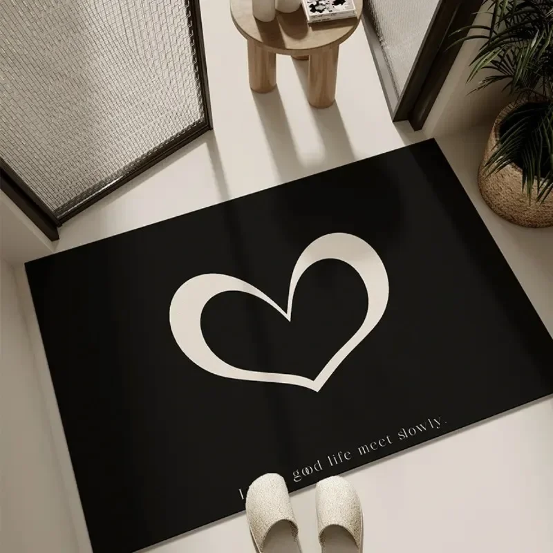 Love Heart Printed Door Mat Super Absorbent Bathroom Kitchen Rugs Home Living Room Decor Laundry Room Non Slip Entrance Carpet