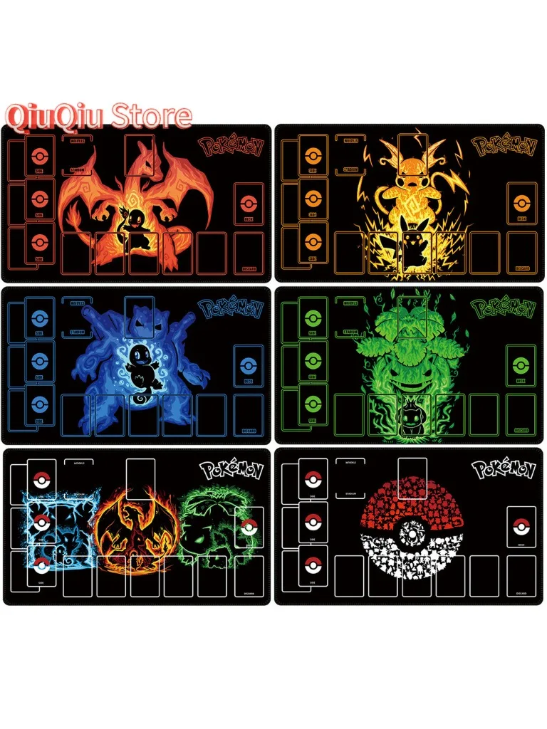 Kanto Starters Fire Water Grass TCG Playmat Gaming Mouse Pad Wodoodporna, antypoślizgowa mata na biurko — 2