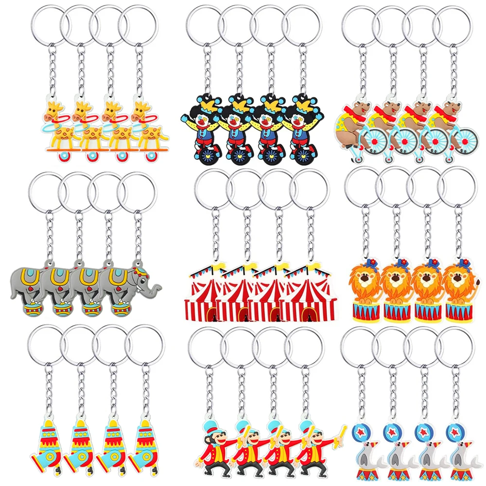 36pcs Circus Carnival Party Gifts Keychains Animal Clowns Cannon Keychains Carnival Theme Birthday Parties Showers Decorations