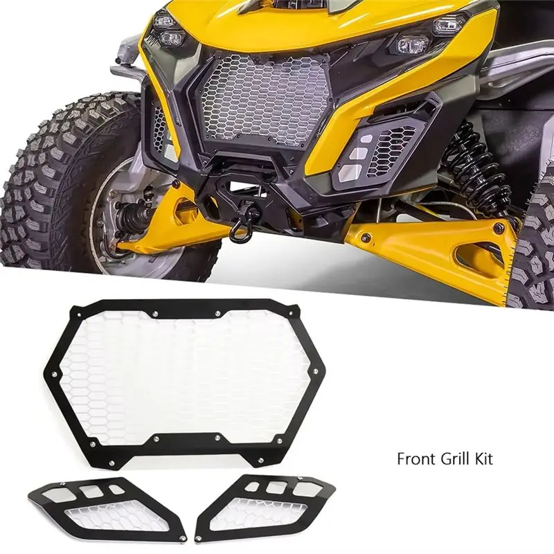 Dependable-UTV Accessories Bracket Kit Grille Driving Front Mesh Grill For Can-Am Maverick R MAVERICK R 2024 2025