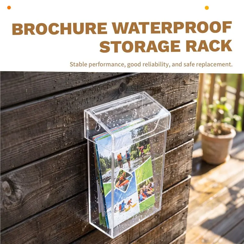 Acrylic Brochure Box Waterproof Wall Mount With Lid Clear Pamphlet Holder For Flyer Display Envelope