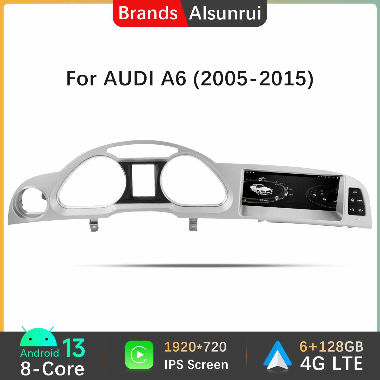 Android 14 Car Multimedia CarPlay Screen Radio For Audi A6 C6 4F 2005-2015 MMI 2G 3G GPS Navigation Stereo WIFI Bluetooth