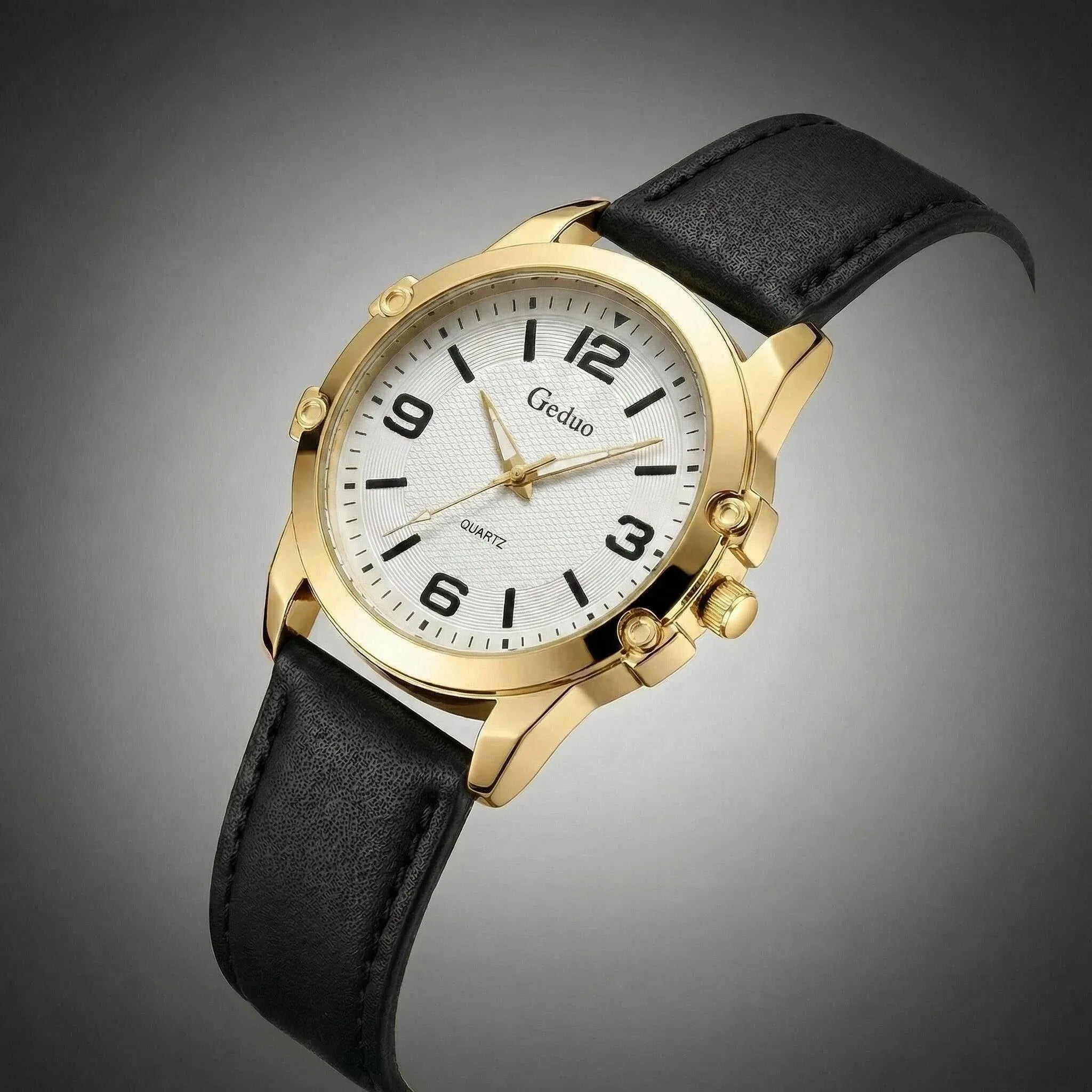 Men's Fashion Casual Quartz Watch Leather Strap Sport Wristwatch for Men