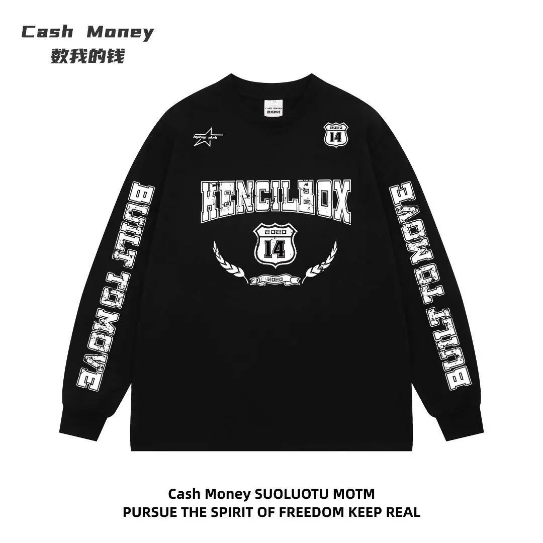 

Man Women Sweatshirt 2025 New Unisex Distressed Letter Print Top Versatile Loose Long Sleeve Daily Basic Hoodies