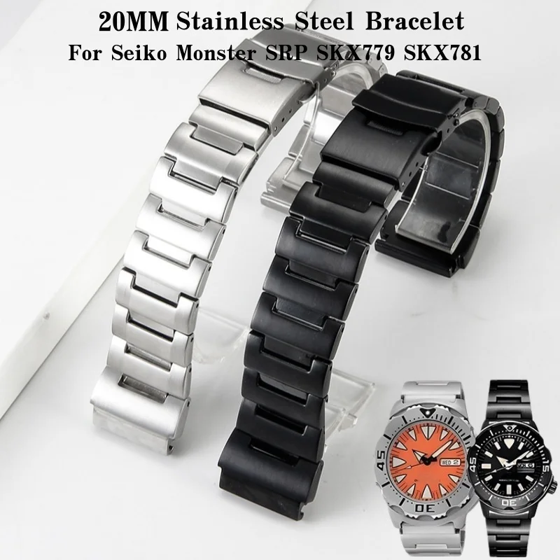 

Ремешок из нержавеющей стали 20 мм для часов Seiko Monster SRP SKX779 SKX781, замена браслета, дизайн «собачий зуб»/«красный зуб»